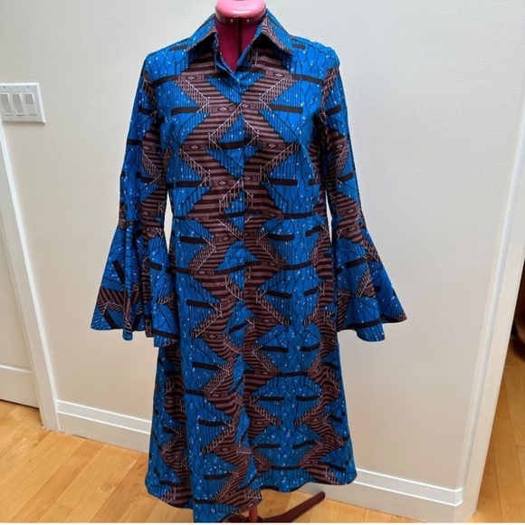 Women's Cotton Shirt Dress by New York Designer 'Demestik' Sz. M - Picture 4 of 7